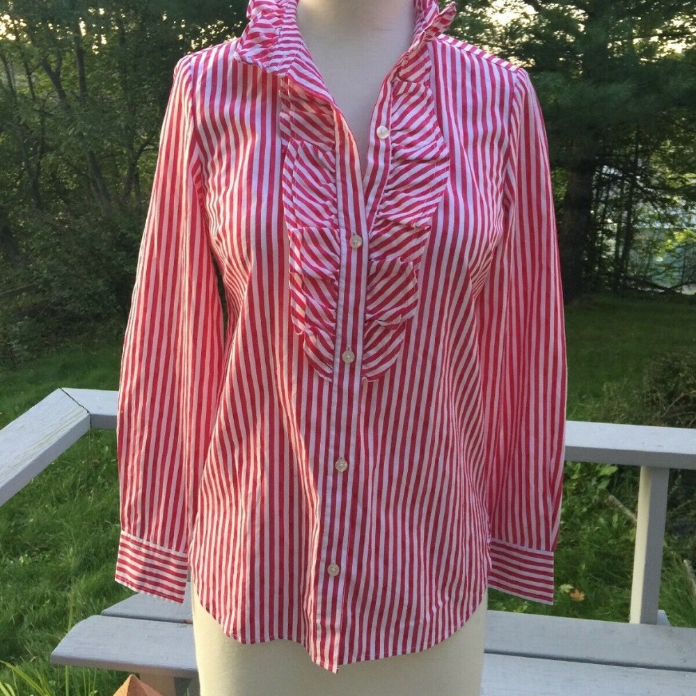 Vineyard Vines Woman’s Shirt Ruffle Button Up Size